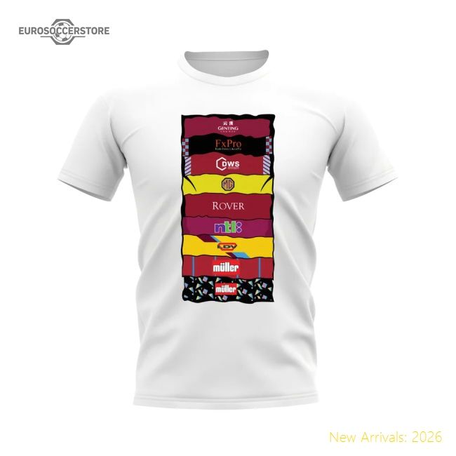 Authentic Aston Villa Shirt Sponsor History T-shirt (white) - Premium