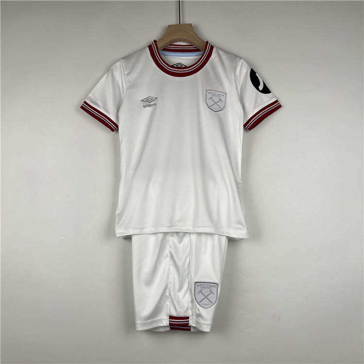 Kids West Ham United 2324 Away White Football KitsShirtShorts -