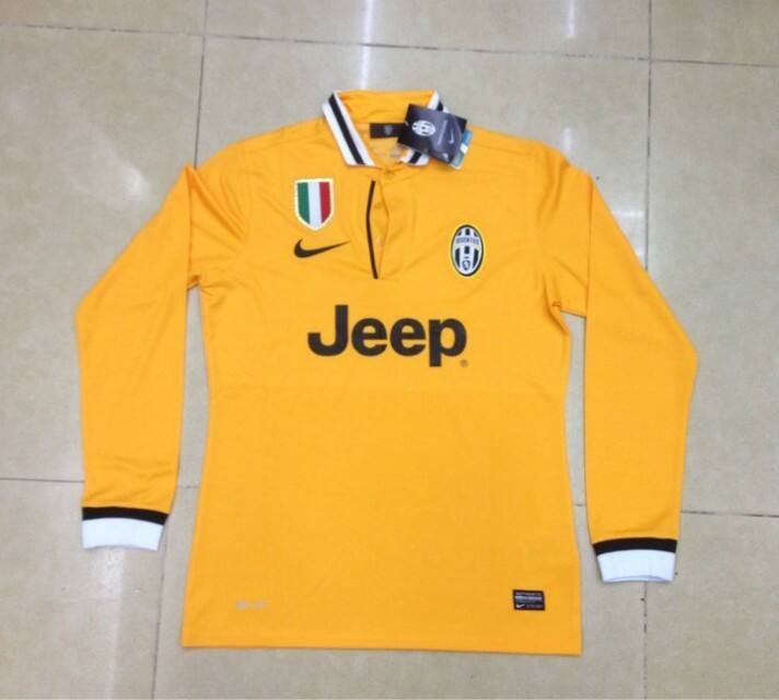 13-14 Juventus Away Yellow Long Sleeve Jersey Shirt - Official