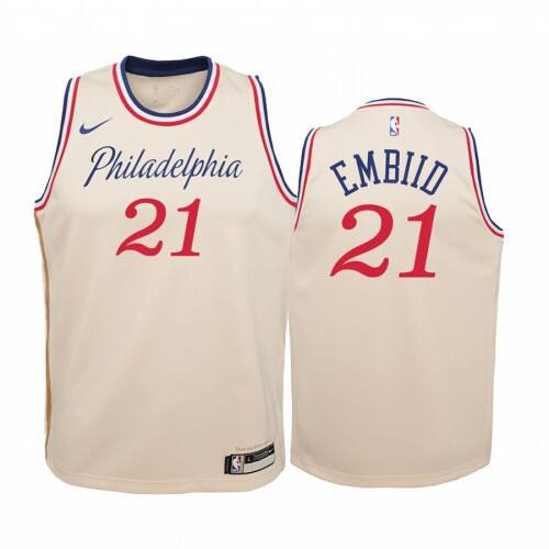 76ers #21 Joel Embiid Official 2019 City NBA Jersey - White City
