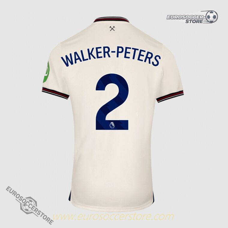 Away Jersey of West Ham United for the 25-26 season, featuring WALKER-PETERS with the number 2.