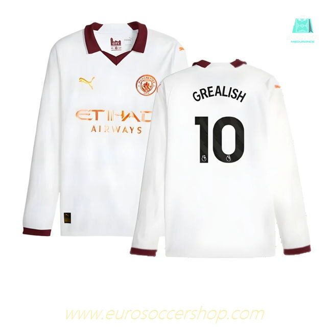 2023-2024 Man City Long Sleeve Away Shirt (GREALISH 10)