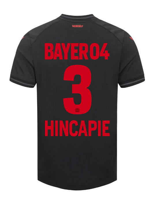 Bayer 04 Leverkusen HINCAPIE 3 Home Jersey for the 23-24 Season