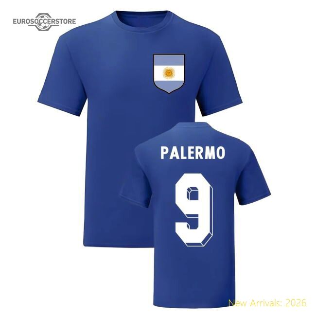 Top-Quality Martin Palermo Argentina National Hero Tee (Blue)