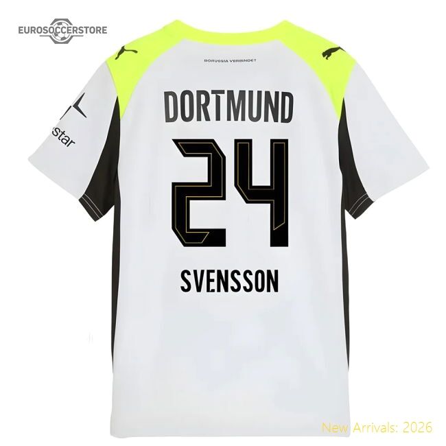Outstanding 2025-2026 Borussia Dortmund Away Shirt (kids) (svensson