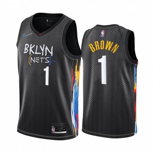 BKN Bruce Brown #1 Official 2020 City NBA Swingman Jersey Brown