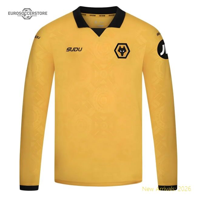 Official 2025-2026 Wolves Long Sleeve Home Shirt - Kids - Premium