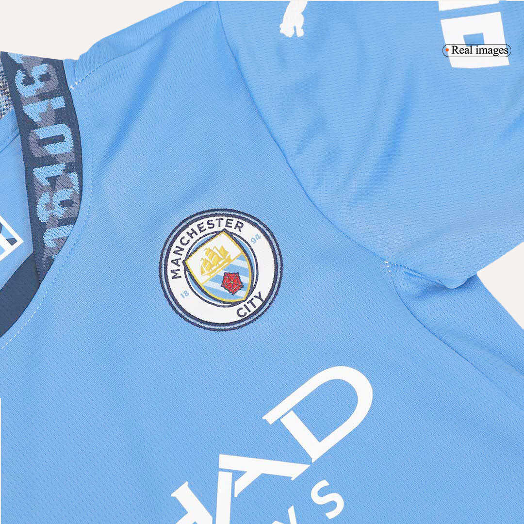 Kid's Manchester City Home Soccer Jersey Kit(Jersey+Shorts) 2024/25Aut