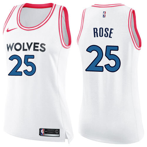 MIN #25 Derrick Rose Durable 2024 Icon NBA Jersey - White Swingman