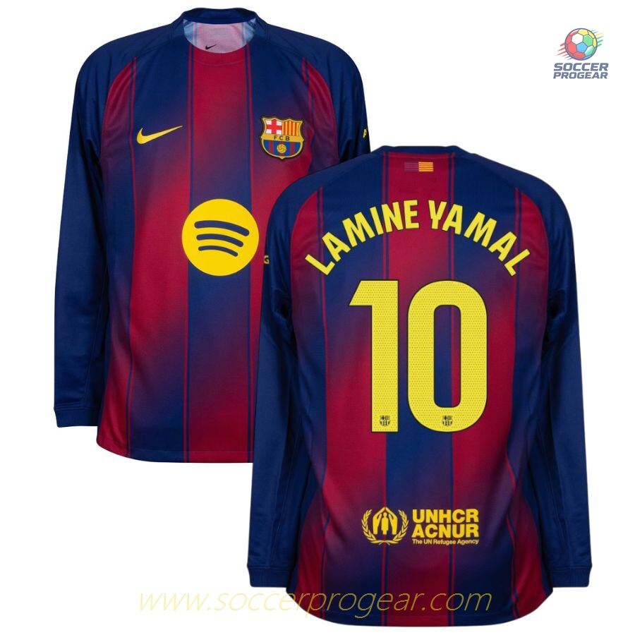 Barca Home Football Team Jersey 2025-2026 Season Lamine Yamal Long-Sleeve