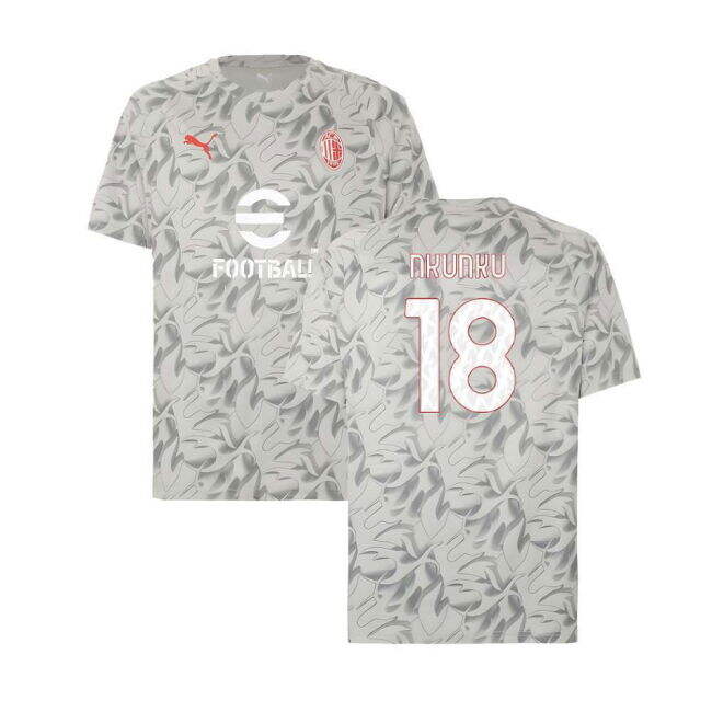 2025-2026 AC Milan Warm Up Jersey (Smokey Gray) (Nkunku 18)