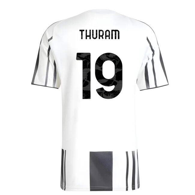 2025-2026 Juve Home Retro Shirt (Thuram 19) Reinforced Seams
