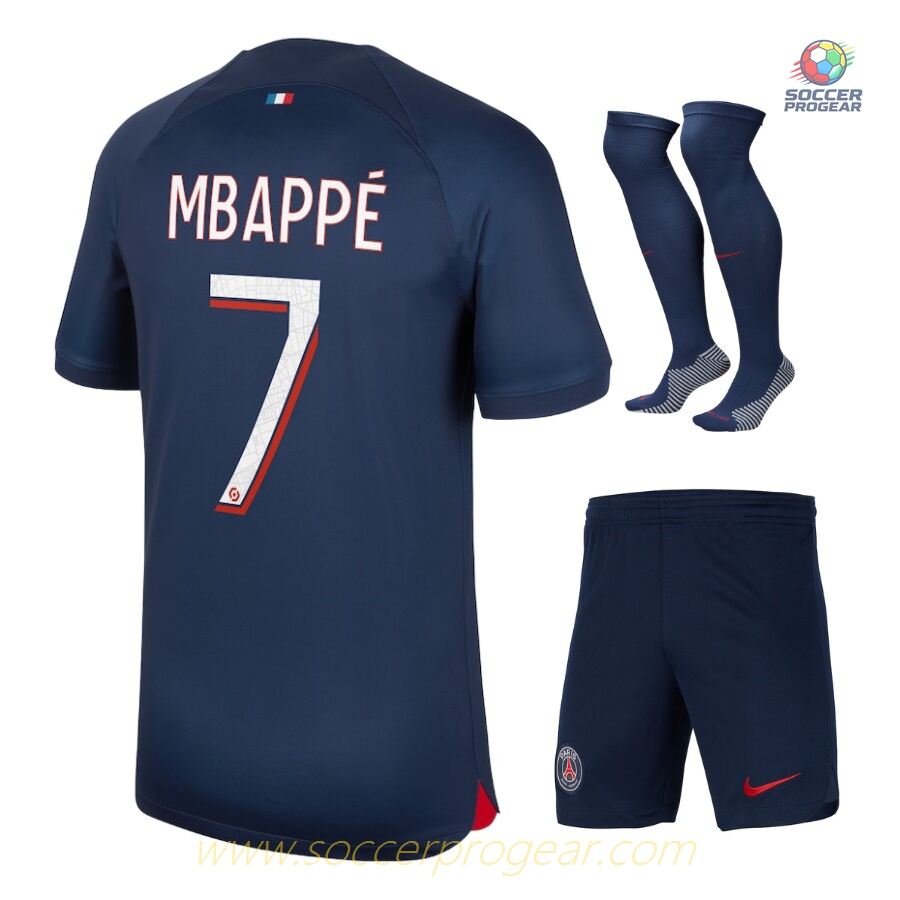 PSG Home Mbappe Children Football Kit Team Jersey 2023 2024