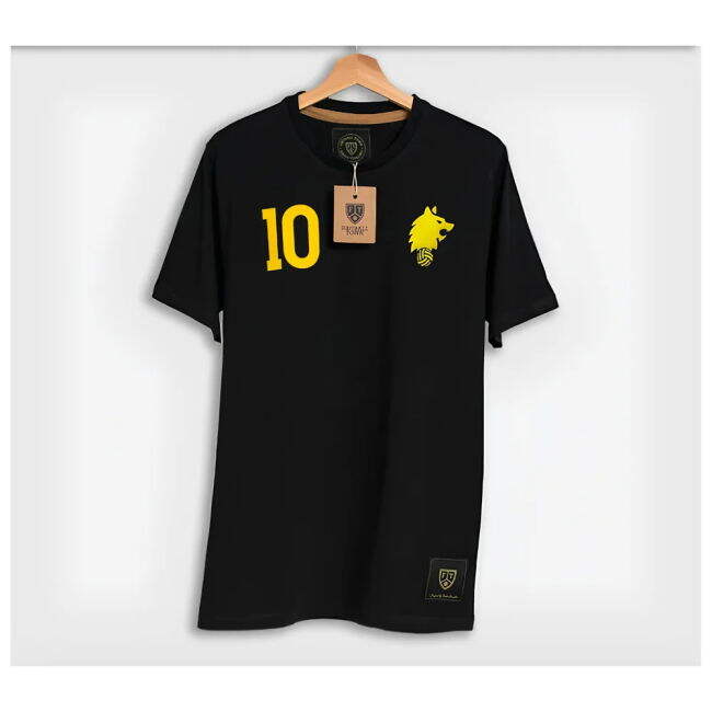 Men's The Wolf 10 Retro Football T-Shirt (Black)