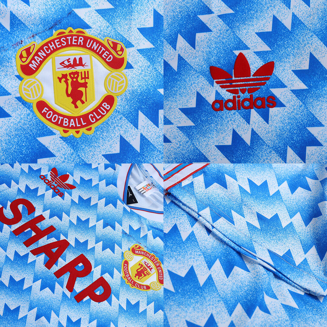 90-92 MANCHESTER UNITED AWAY BLUE RETRO SOCCER JERSEY SHIRT -