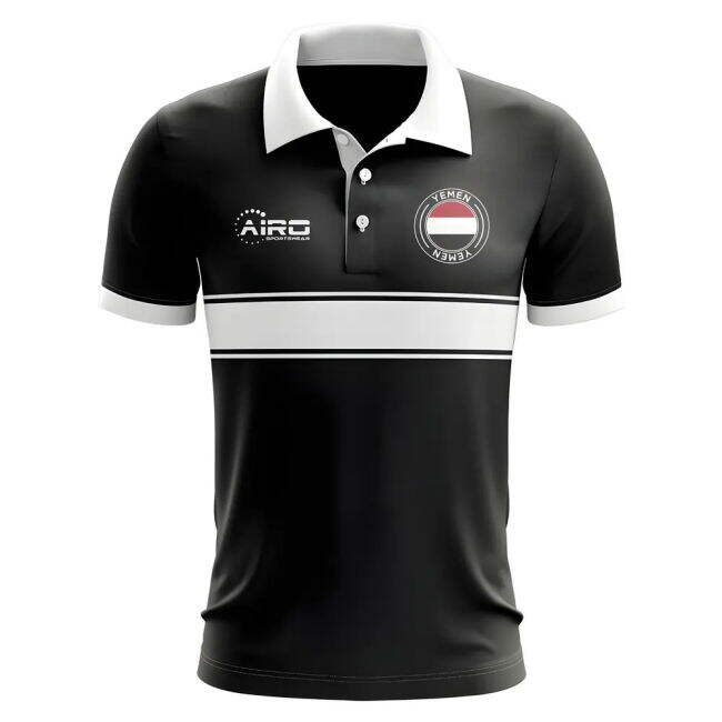 Yemen Concept Stripe Polo Shirt (Black)