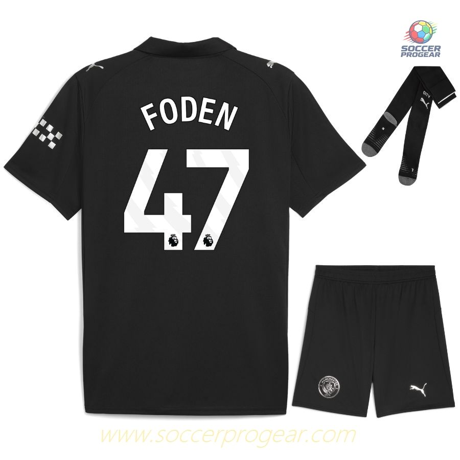 Manchester City Away Child Kit Football Jersey 2025/26 Collection Foden