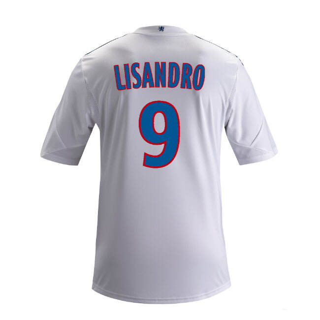 13-14 Olympique Lyonnais 9 Lisandro Home White Jersey Shirt -