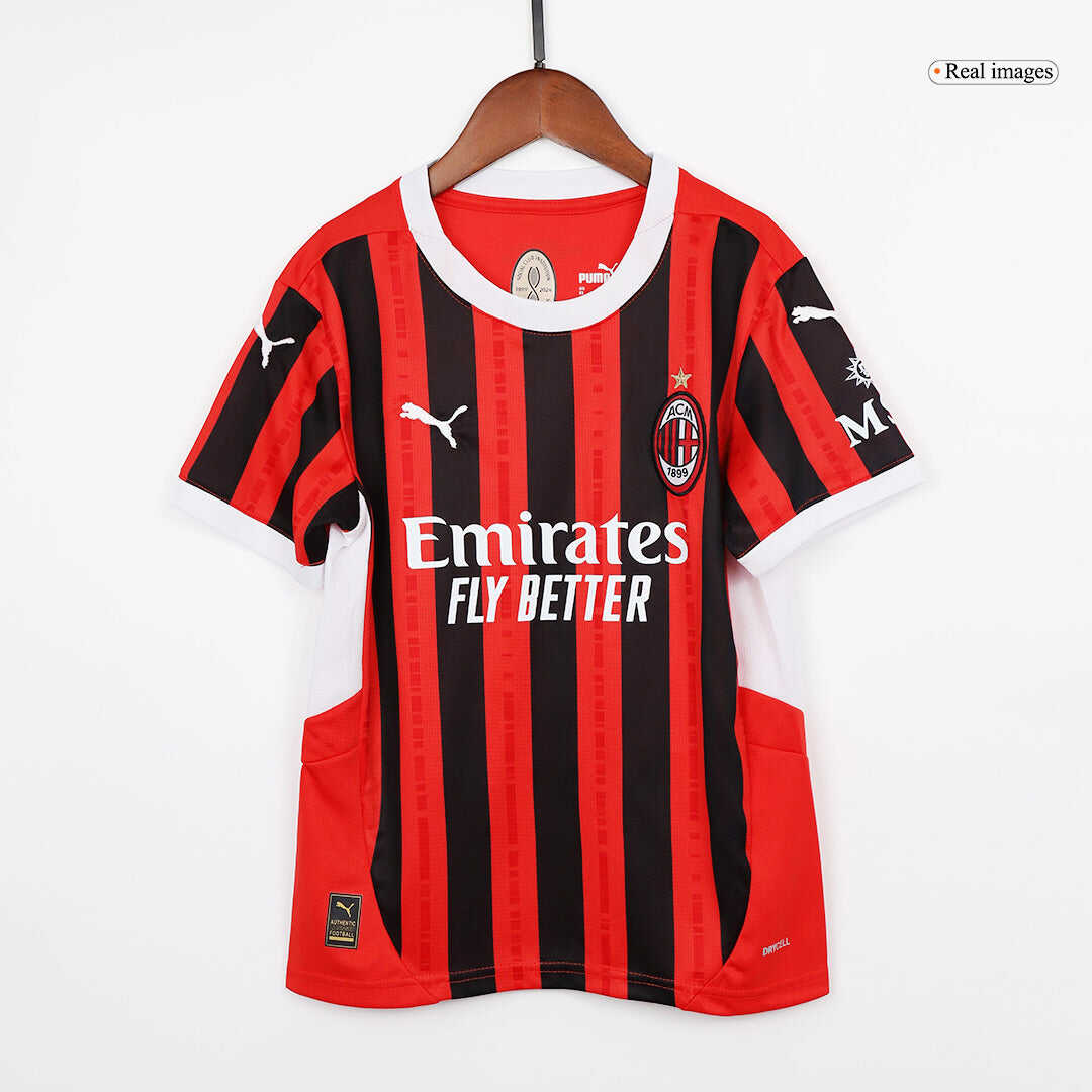 Kid's AC Milan Home Soccer Jersey Kit(Jersey+Shorts) 2024/25Authentic