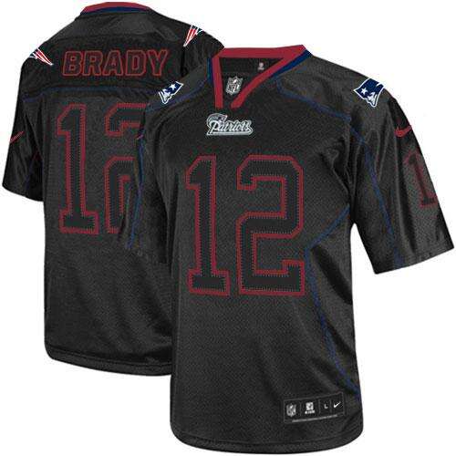 Cheap NFL NE #12 T. Brady Black Lights Out Elite Jersey elite