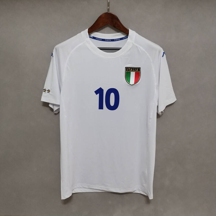 Italy FootBall Shirt 2000 Retro White Soccer Jersey 10 DEL PIERO -