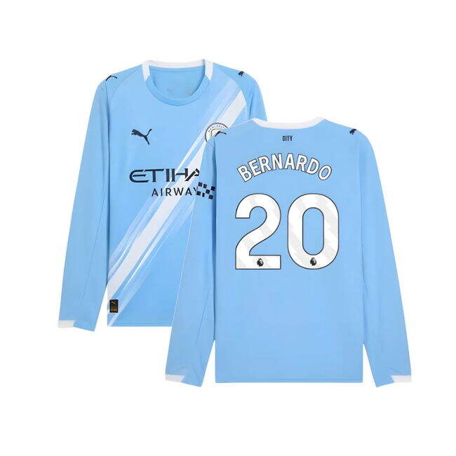 2025-2026 Man City Long Sleeve Home Shirt (Bernardo 20)