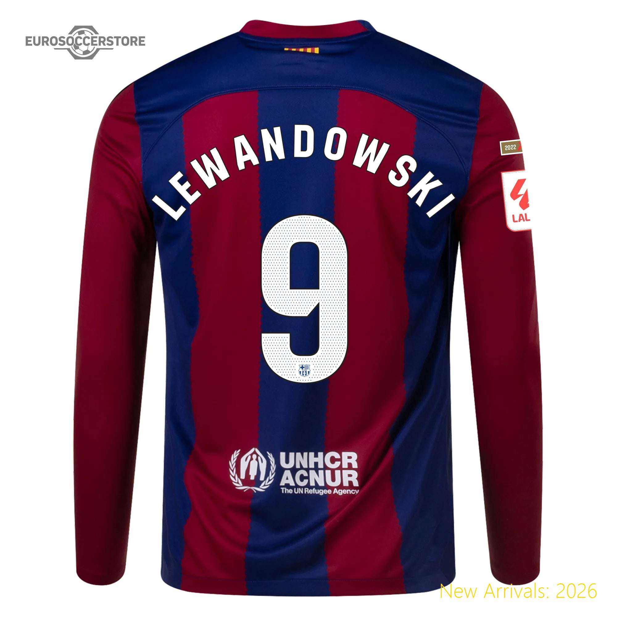 Men Bar Lewandowski Barcelona Long Sleeve Home Home Elite Jersey 2023