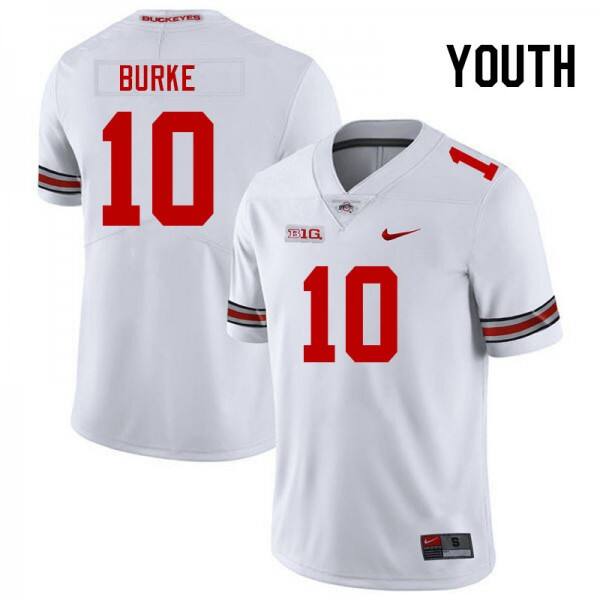 Youth Ohio State Buckeyes Denzel Burke #10 Nike White Performance