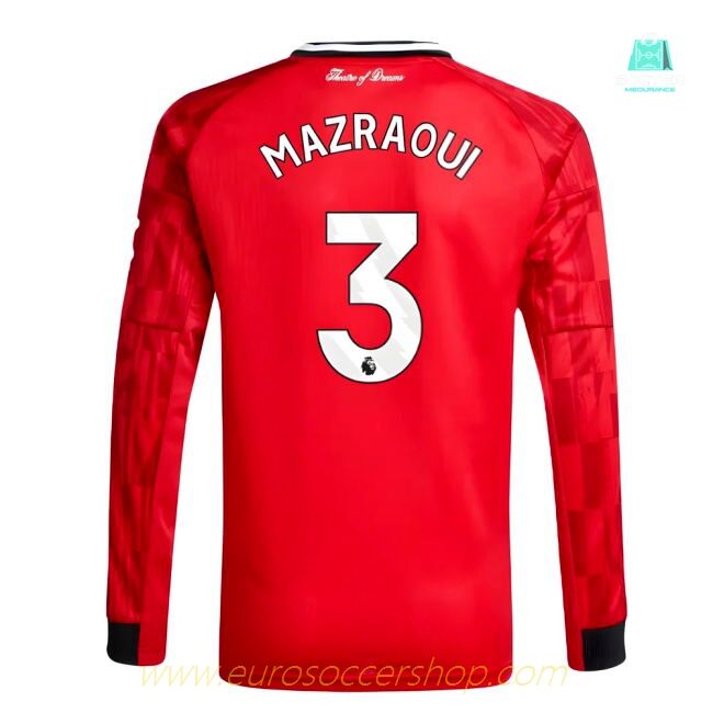 2025-2026 Man Utd Long Sleeve Home Shirt (Kids) (Mazraoui 3)