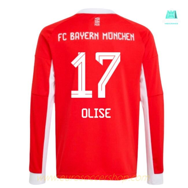 2025-2026 Bayern Munich Long Sleeve Home Shirt (Kids) (Olise 17)