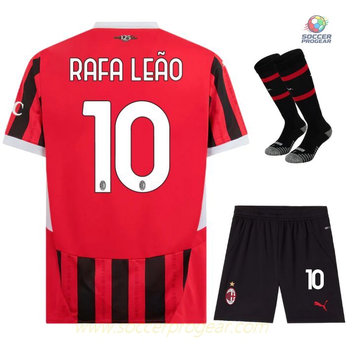 AC Milan Children's Editionren's Home Team Jersey Team Jersey 2024-2025 Season Rafa Leão Black