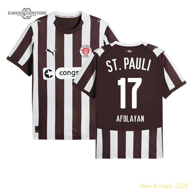Professional-Grade 2025-2026 St Pauli Home Shirt (Afolayan 17)