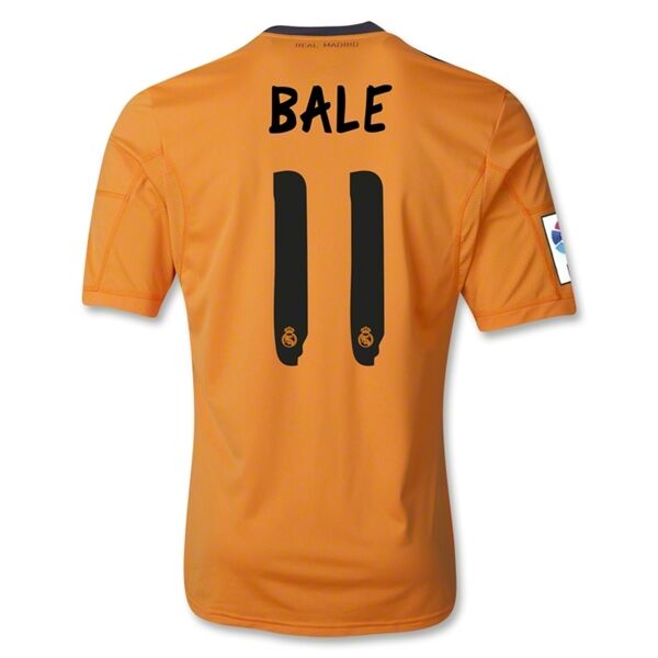 13-14 Real Madrid 11 BALE Away Orange Soccer Jersey Shirt - Official