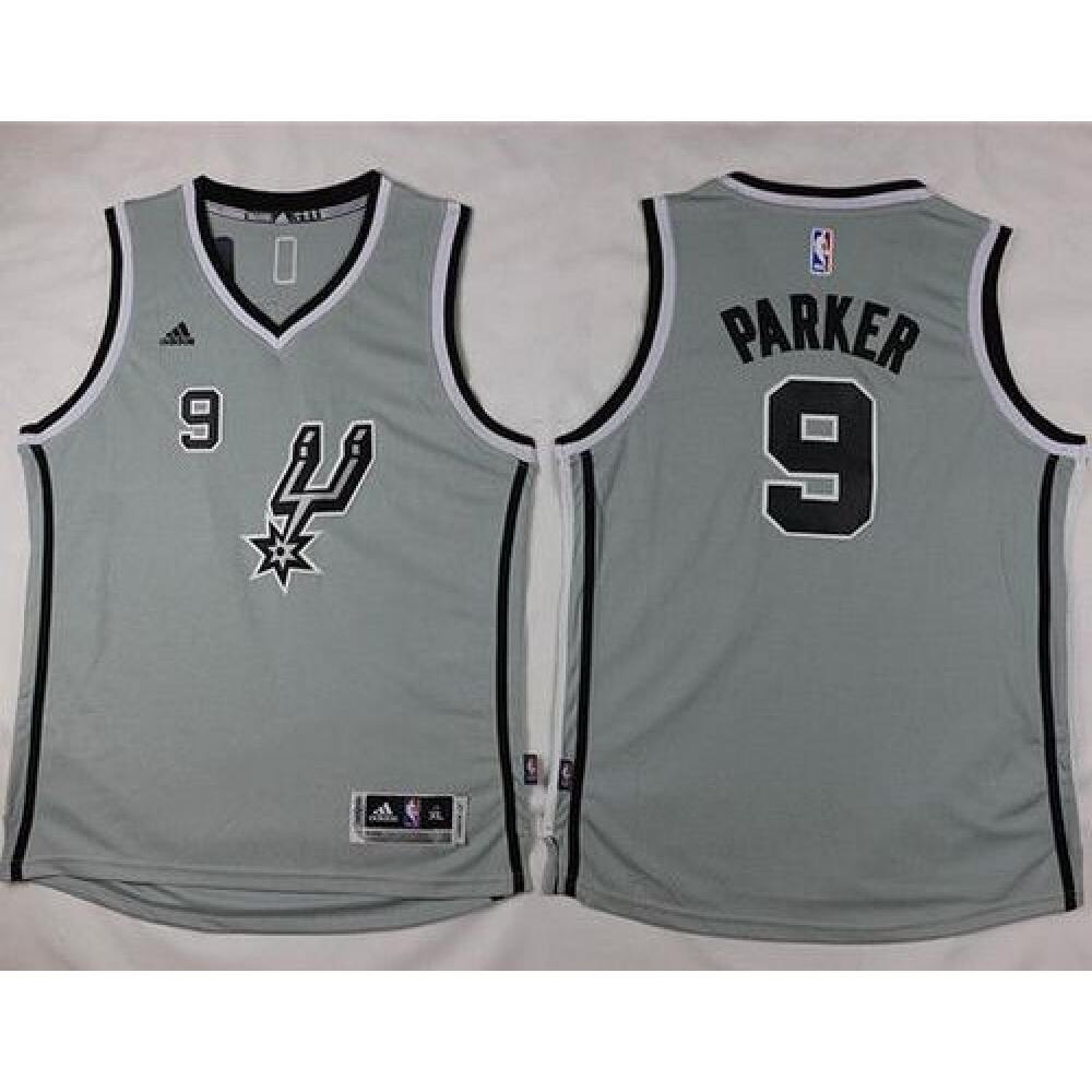 Spurs #9 Tony Parker Grey Youth Stitched NBA Jersey
