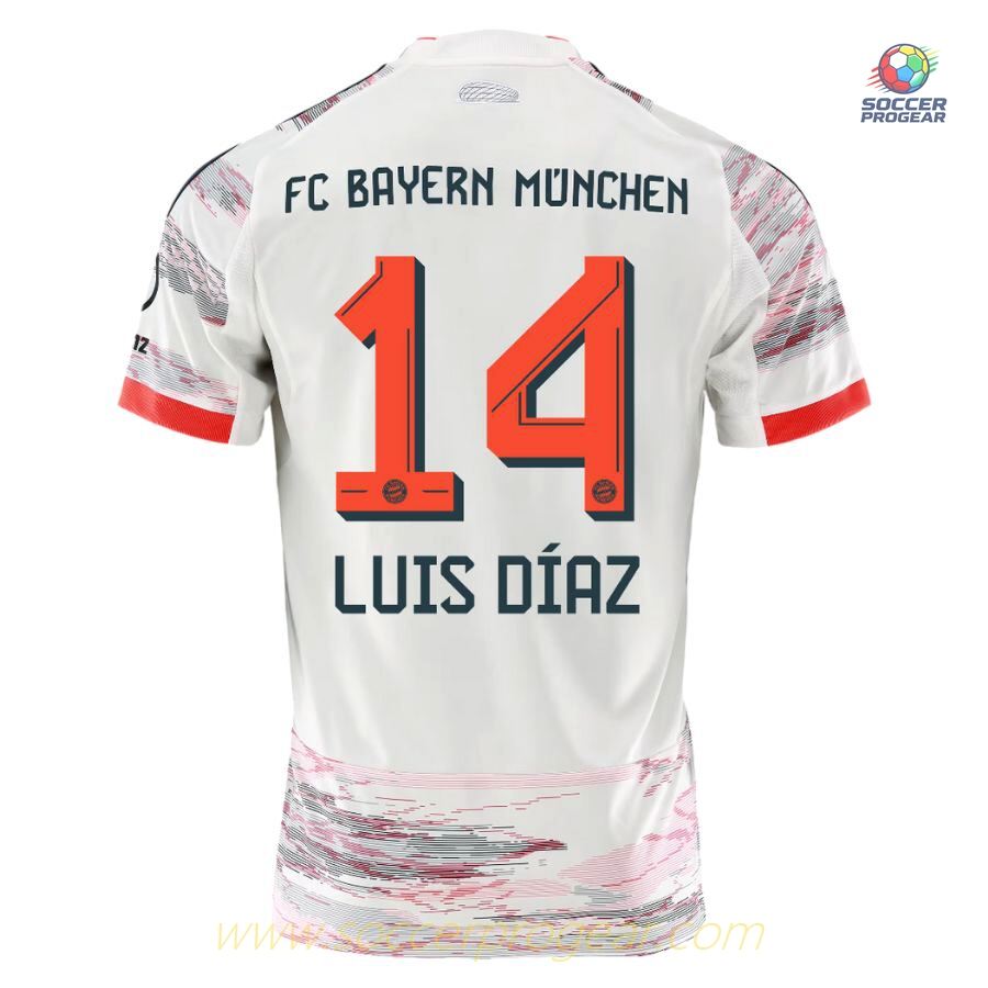 Bayern Munich Away Team Soccer Jersey 2025-26 Edition Luis Diaz
