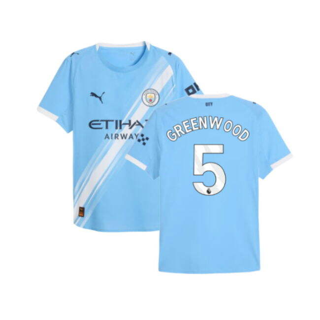 classic 2025-2026 Man City Authentic Home Shirt (Greenwood 5)