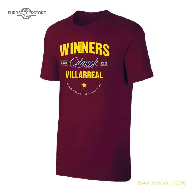 High-Quality Supporter Villarreal Winners 2021 T-Shirt - Crimson