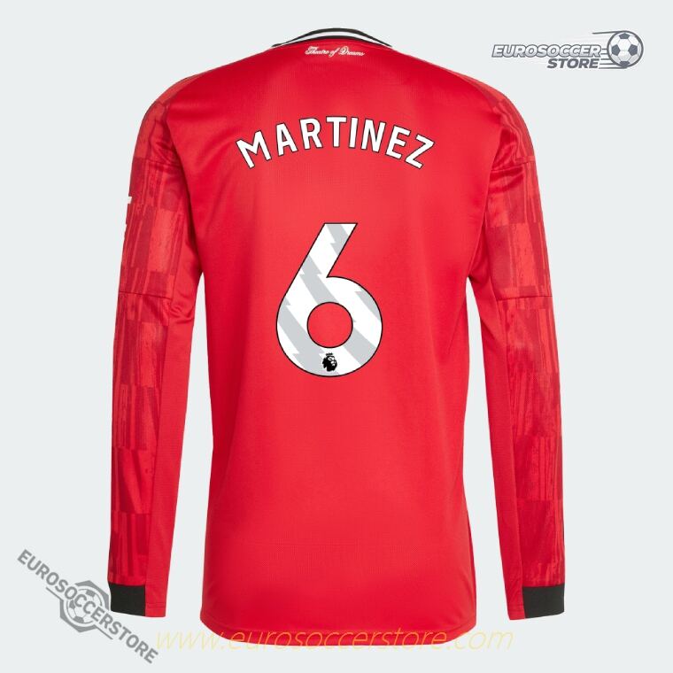Manchester United's 25-26 Season Home Long Sleeve Jersey, featuring MARTINEZ with the number 6.