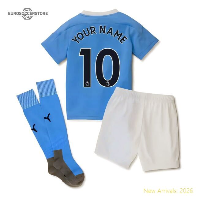 Official 2020-2021 Manchester City Home Little Boys Mini Kit (your
