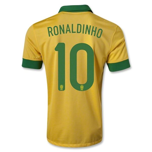 1314 Brazil 10 RONALDINHO Yellow Home Jersey Shirt - Official Replica