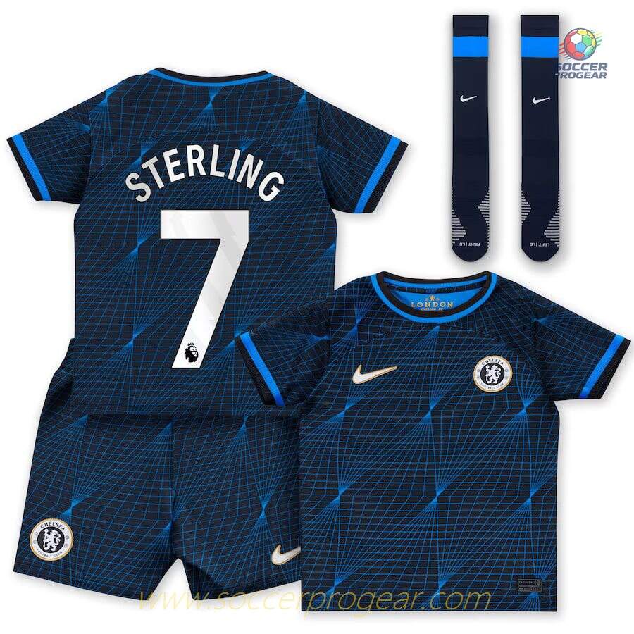 Chelsea Youth Away Soccer Kit Team Jersey 2023 2024 Sterling