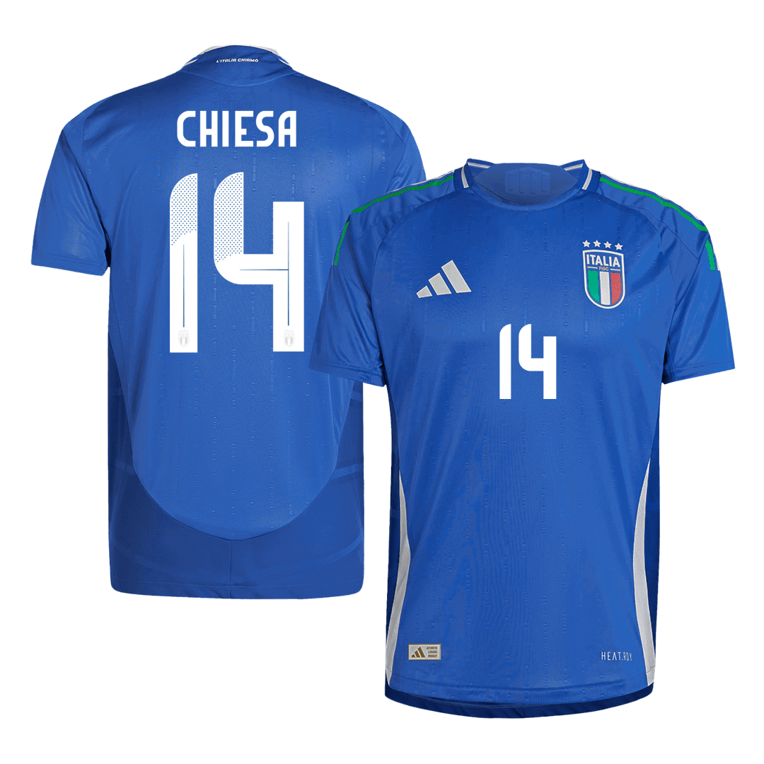 Player Version CHIESA #14 Italy Home Soccer Jersey Euro 2024Authentic