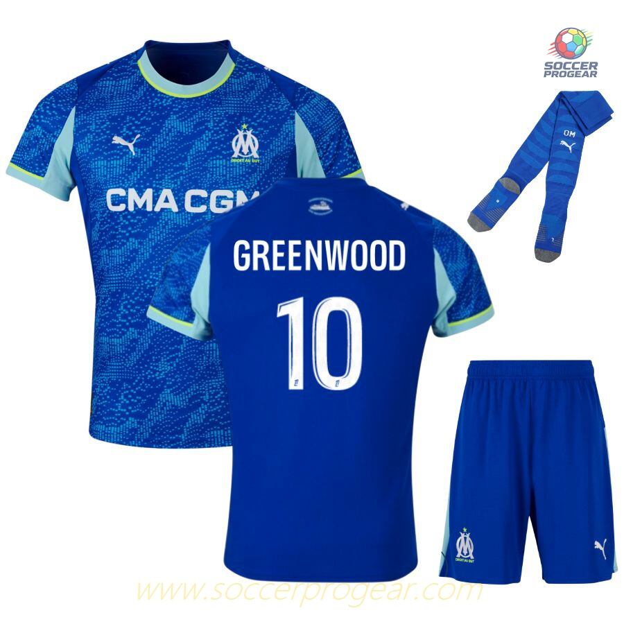 OM Third Youthren's Football Kit Team Jersey 2025-26 Edition Greenwood
