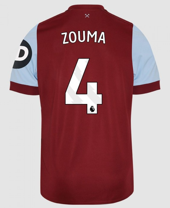 West Ham United ZOUMA 4 Home Jersey for the 23-24 Season