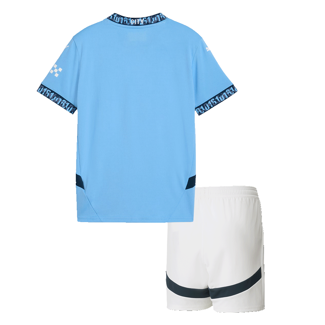 Kid's Manchester City Home Soccer Jersey Kit(Jersey+Shorts) 2024/25Aut