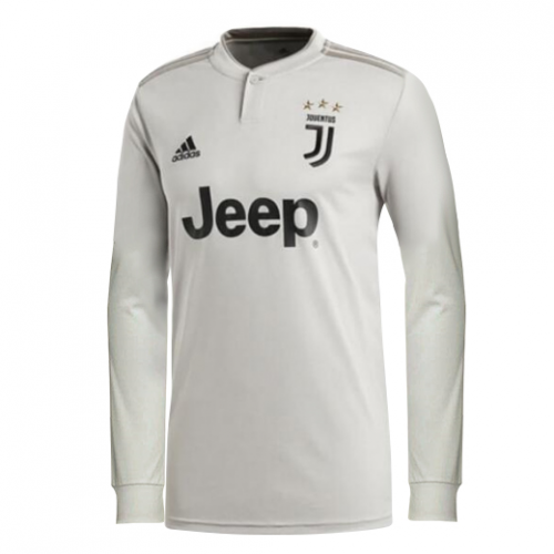 18-19 Juventus Away Gray Long Sleeve Soccer Jersey Shirt - Official