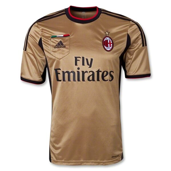 Authentic 13-14 AC Milan 11 Pazzini Away Golden Jersey Shirt