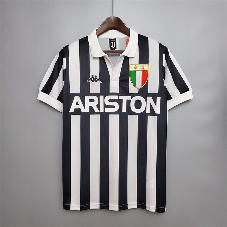 High Quality Moisture Wicking Juventus 8485 Retro Home Shirt