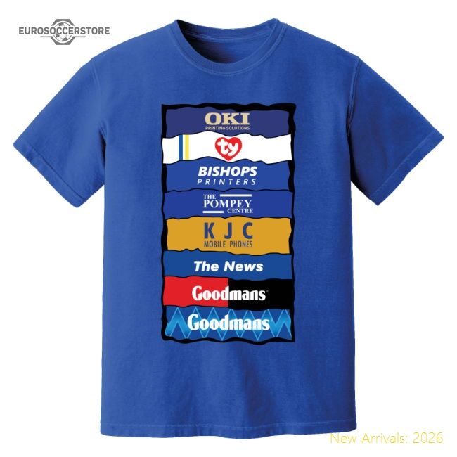 Top-grade Portsmouth Sponsor History T-shirt (blue) - Collectors Item