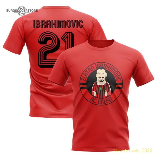 Zlatan Ibrahimovic Ac Milan Illusration Tee (red) - Fantastic Value